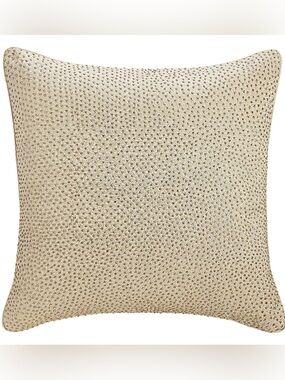 New Hudson Park Collection Foglia Beaded Gold Champagne Metallic Euro Sham, 26”